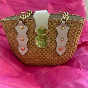 Michael Kors Tan and Pink Woven Bag